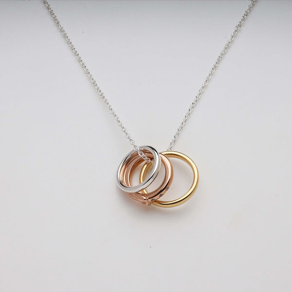 Blisse Allure 925 Sterling Silver Necklace 3 tone Detachable Rings