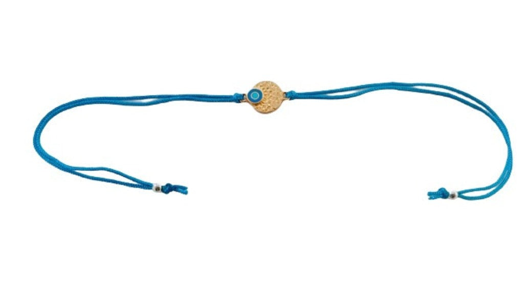Blisse Allure Sterling Silver Nazar Rakhi in Hammered Gold Disc