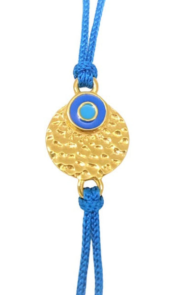 Blisse Allure Sterling Silver Nazar Rakhi in Hammered Gold Disc
