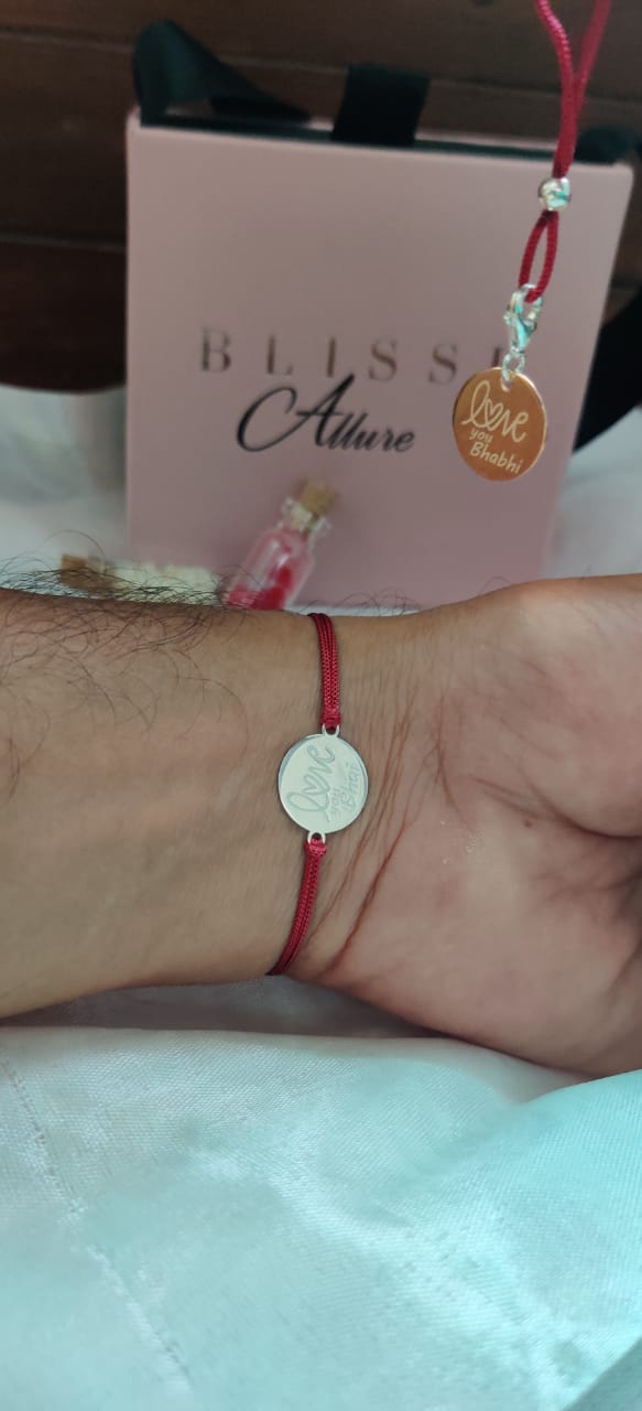 Blisse Allure Sterling Silver Love you message Rakhi and Lumba Combo