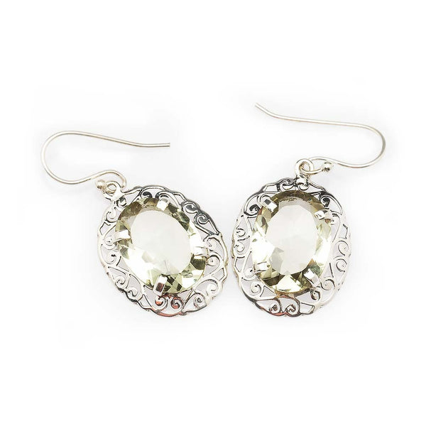 Blisse Allure Sterling Silver Drop earings with Oval semi precious stones.