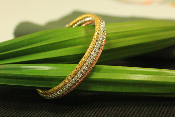 Blisse Allure 925 Two Tone Sterling Silver Open Bangle