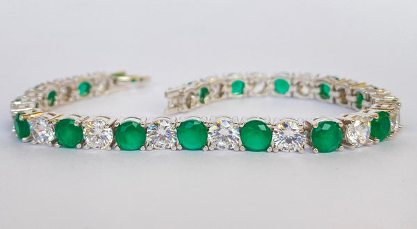 Blisse Allure 925 Sterling Silver Green And White CZ Bracelet