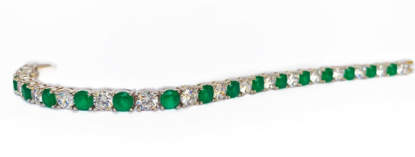 Blisse Allure 925 Sterling Silver Green And White CZ Bracelet