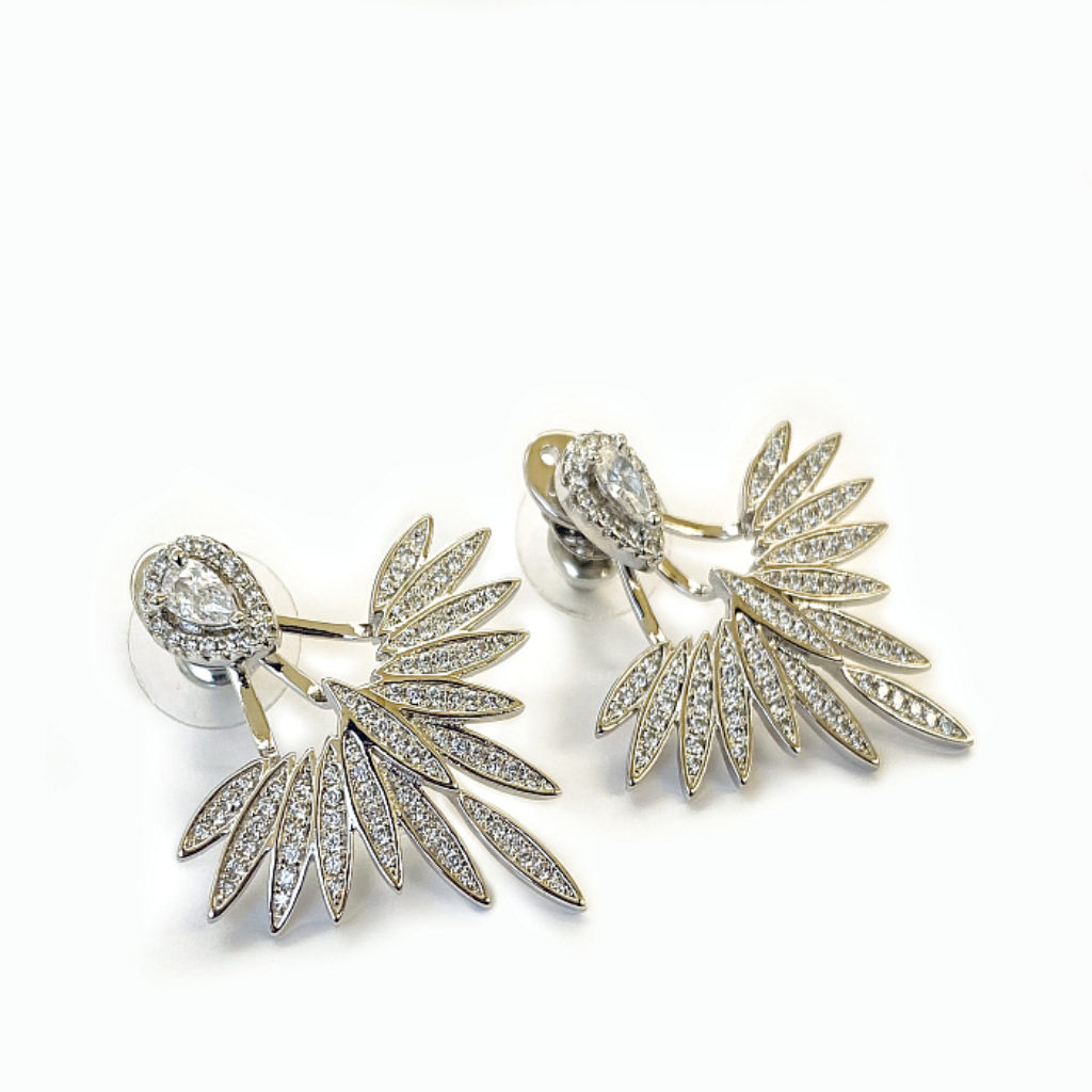 Blisse Allure 925 Sterling Silver Wing Shaped White CZ Earrings