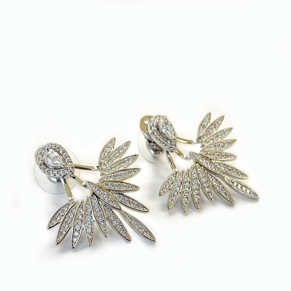Blisse Allure 925 Sterling Silver Wing Shaped White CZ Earrings