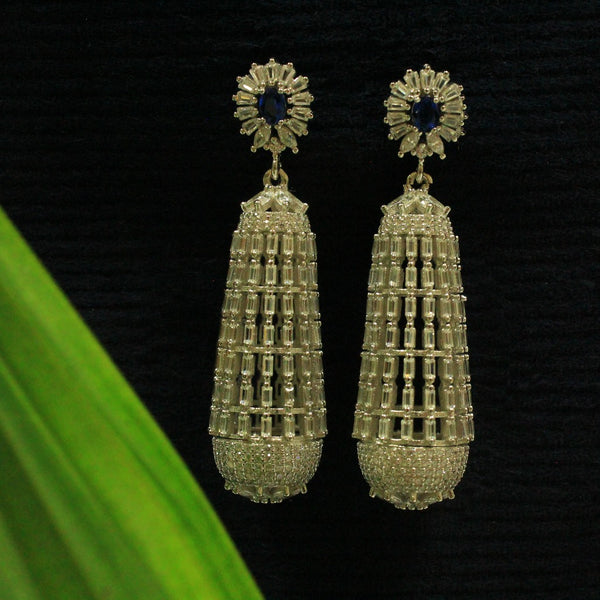 Blisse Allure 925 Sterling Silver White And Blue CZ Drop Earrings