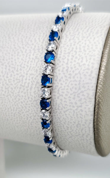 Blisse Allure 925 Sterling Silver Blue And White CZ Bracelet