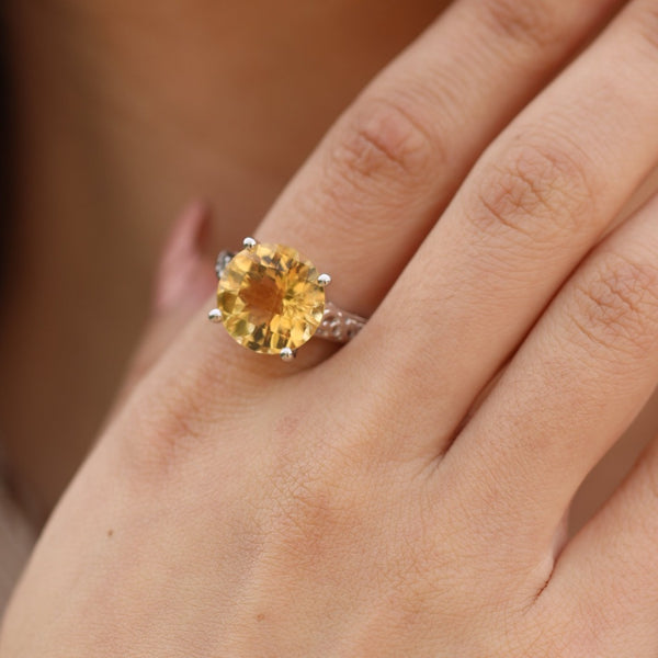 Blisse Allure 925 Sterling Citrine Semi Precious Silver Finger Ring